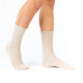 1695 - MEDIA CLASICA CAÑA ALTA LISA DE ALGODÓN CON LYCRA Y  PUÑO CON RULO